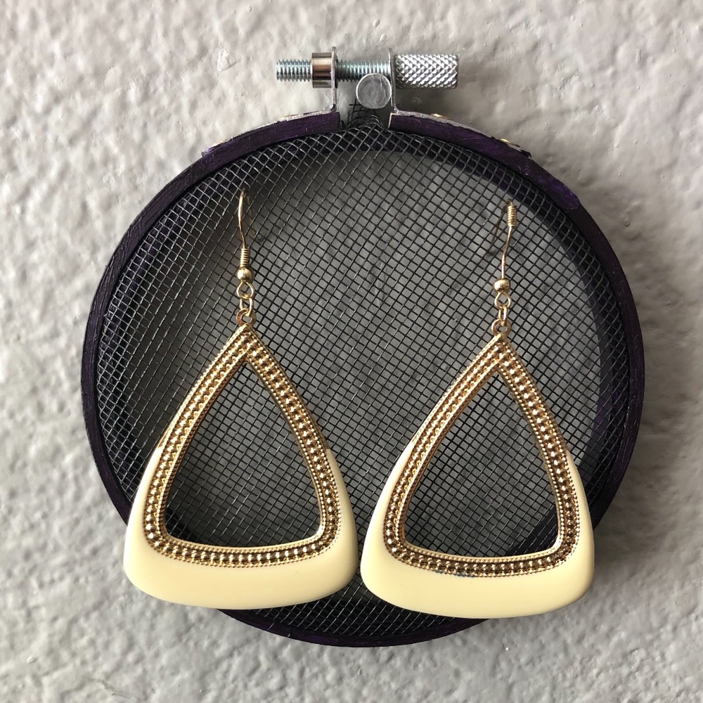 Ivory & Gold Triangle Earrings
